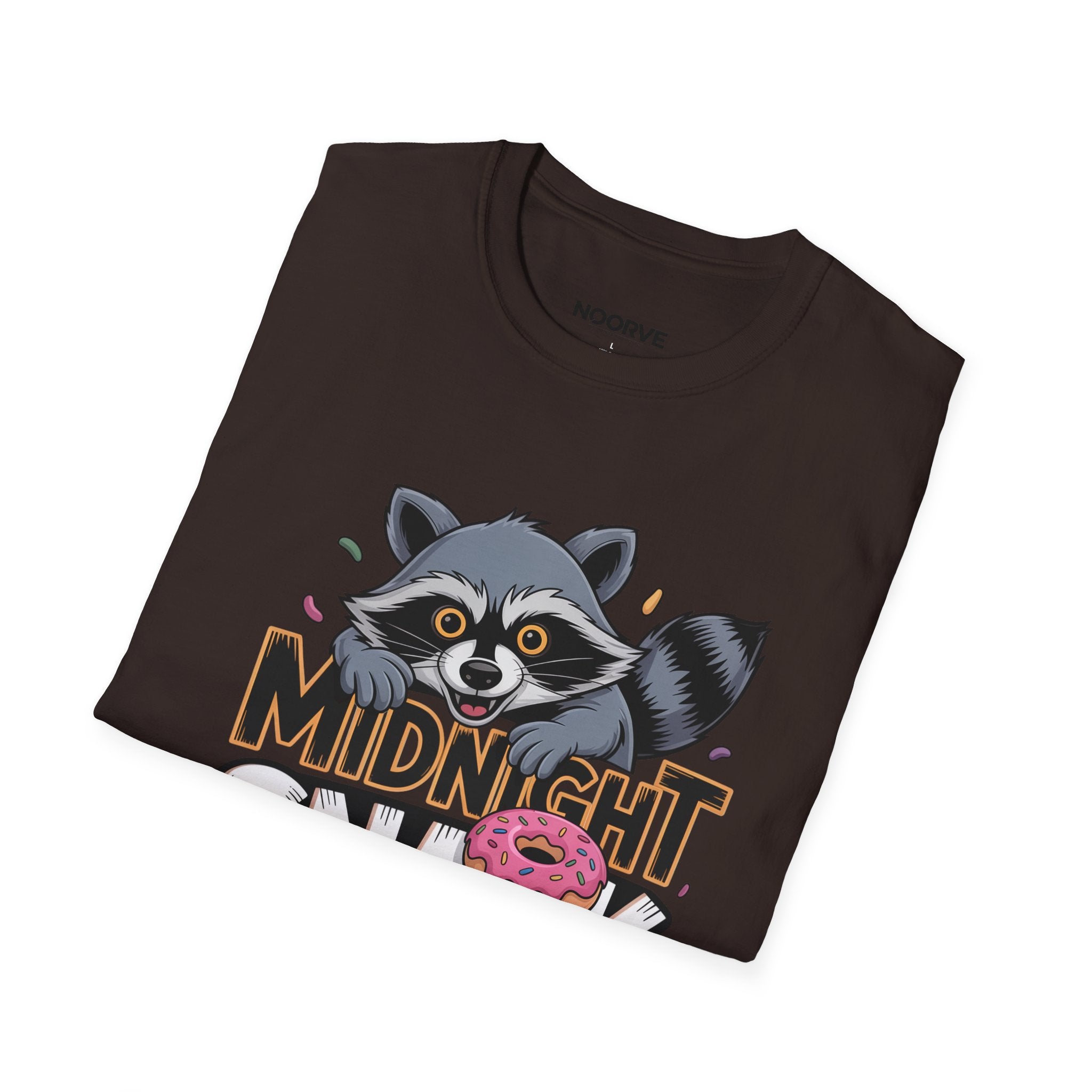 Midnight Snack Crew T-Shirt — Cute Raccoon Donut Tee