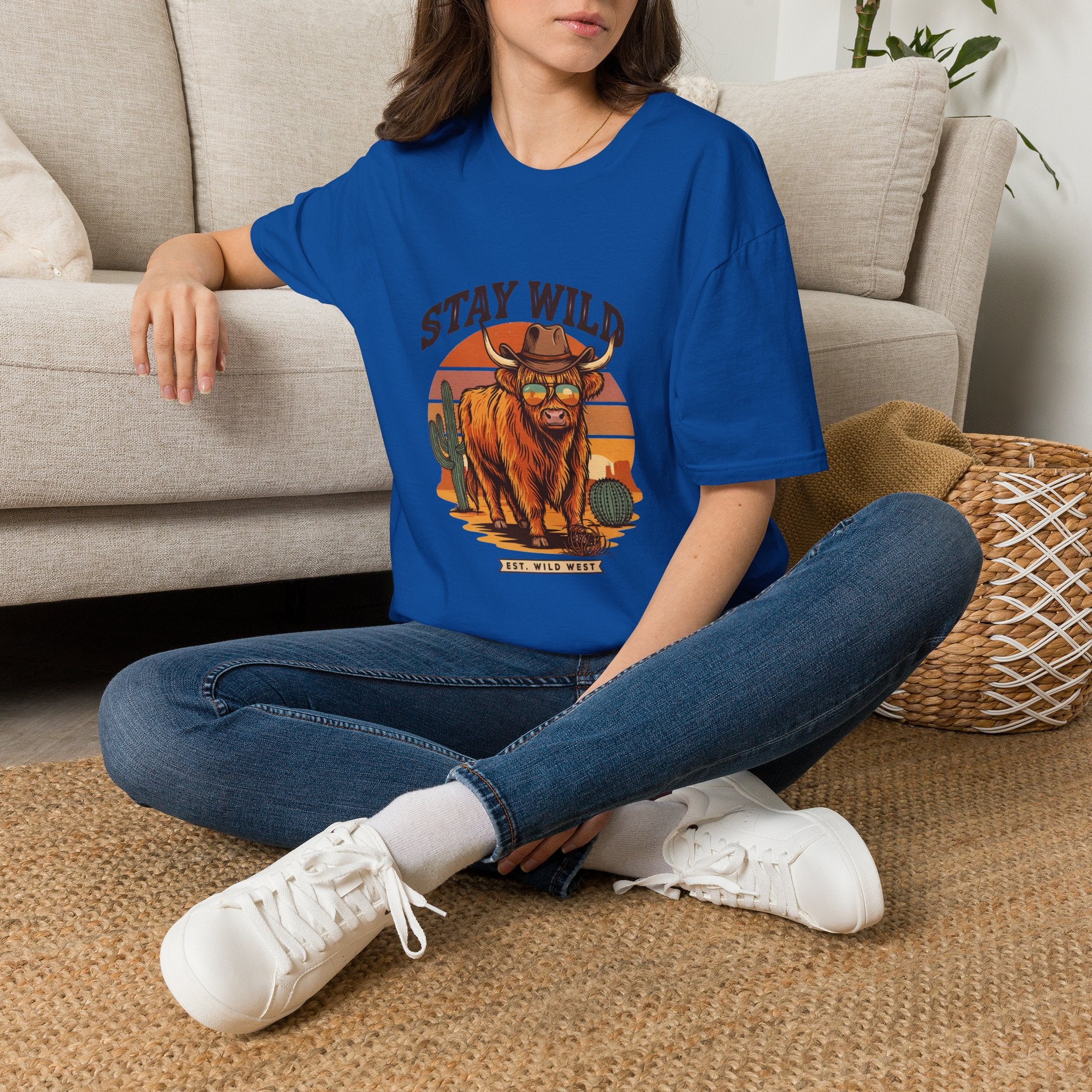 Stay Wild Longhorn T-Shirt — Retro Western Cow Skull Graphic Tee