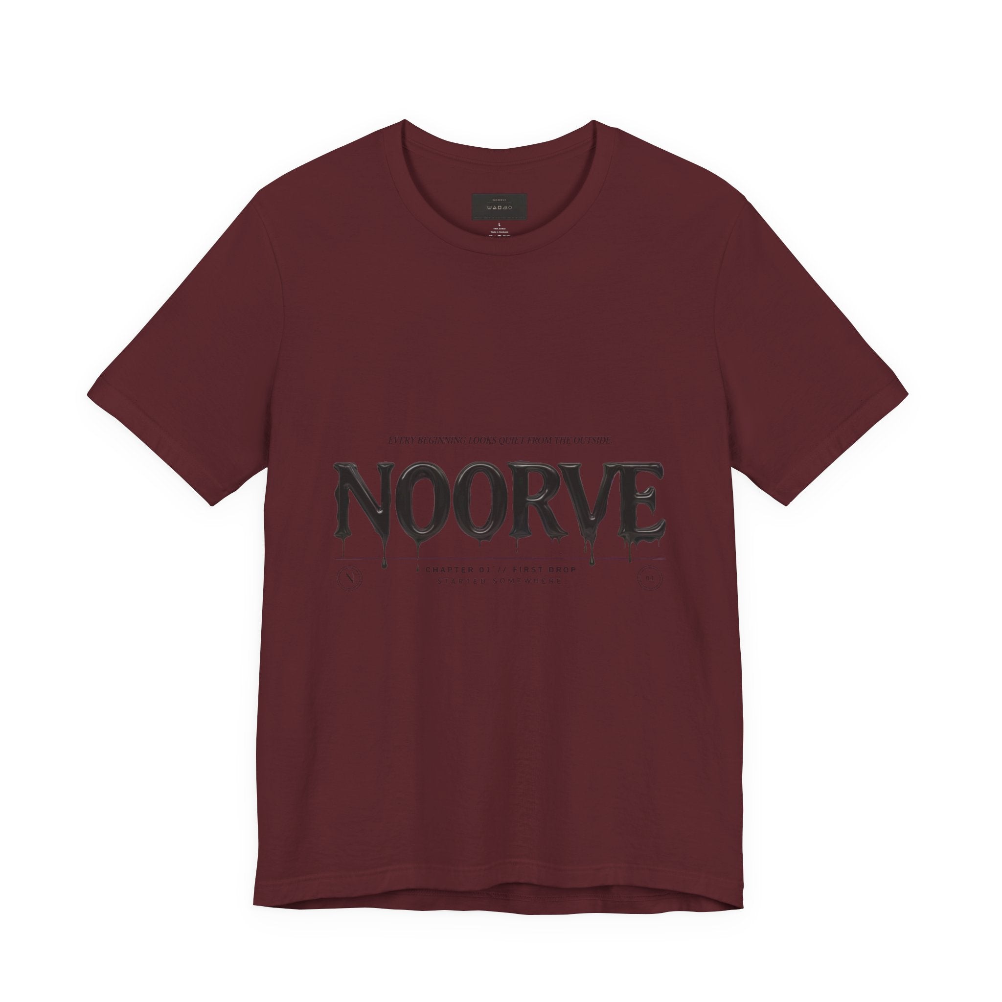 Noorve Drip Logo T-Shirt — Graphic White Tee with Gothic Dripping Text | Noorve | T-Shirt