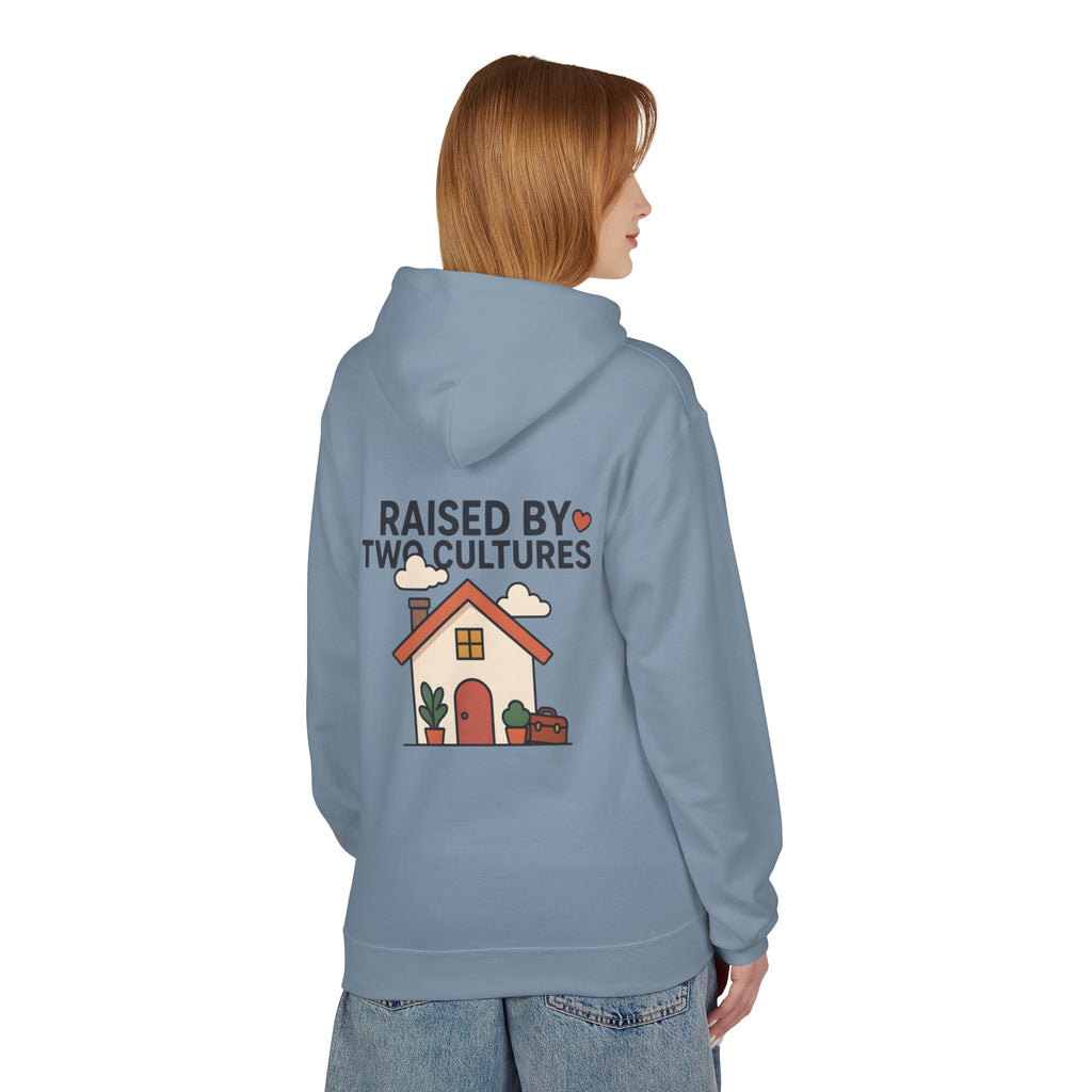 Raised by Two Cultures Hoodie — Multicultural Home Graphic Pullover