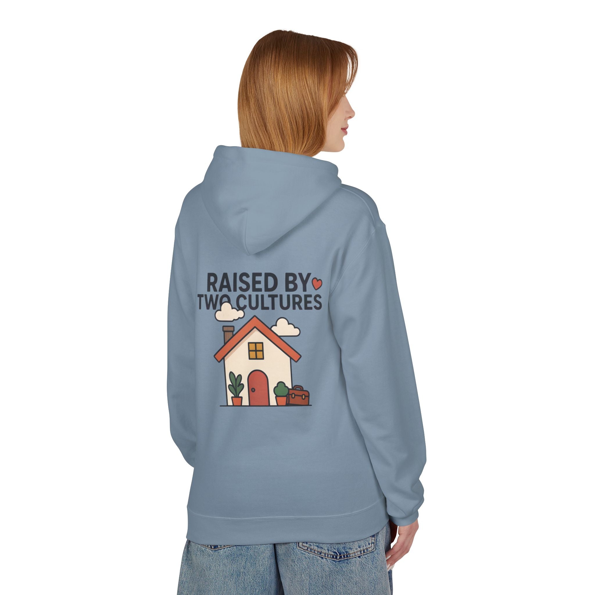 Raised by Two Cultures Hoodie — Multicultural Home Graphic Pullover