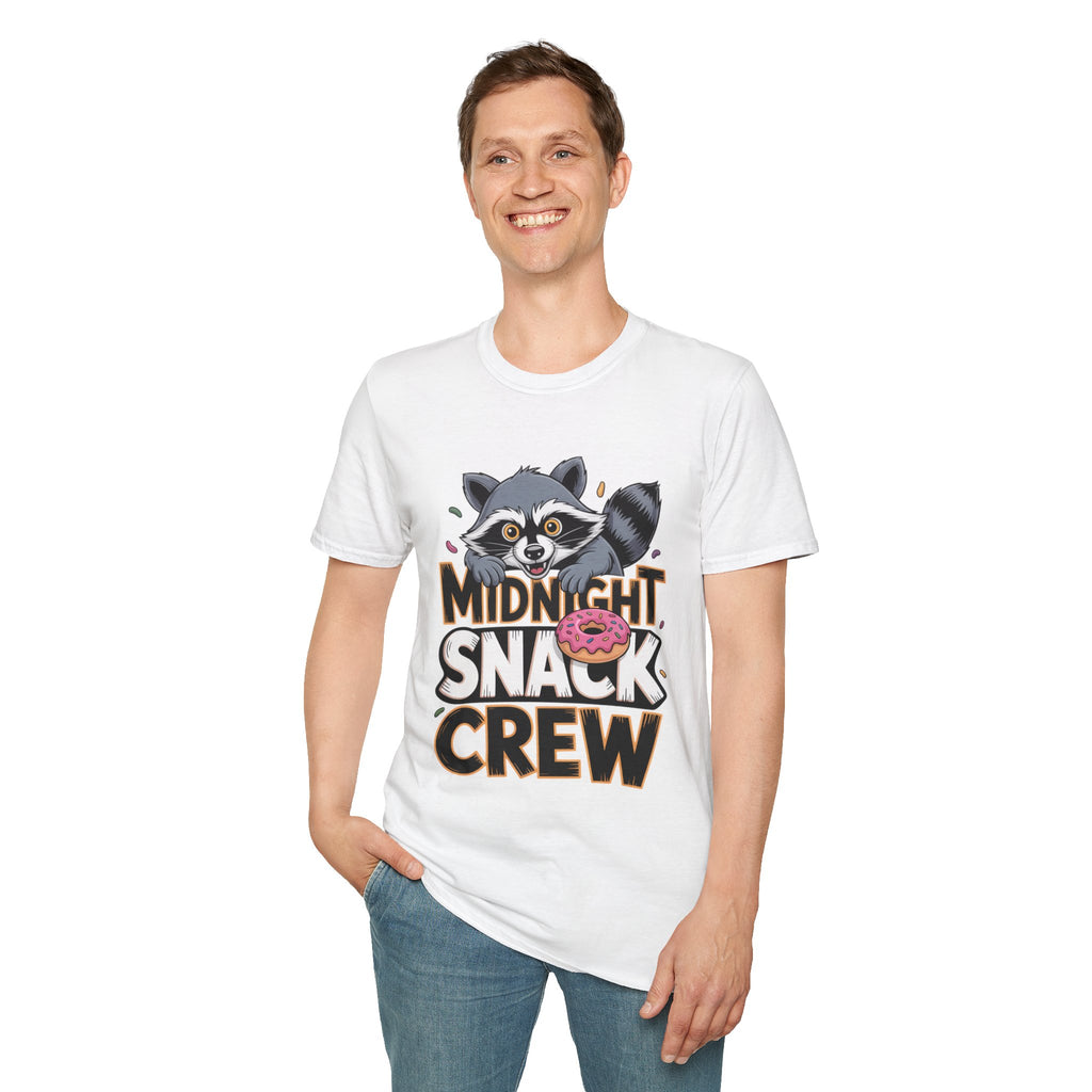 Midnight Snack Crew T-Shirt — Cute Raccoon Donut Tee