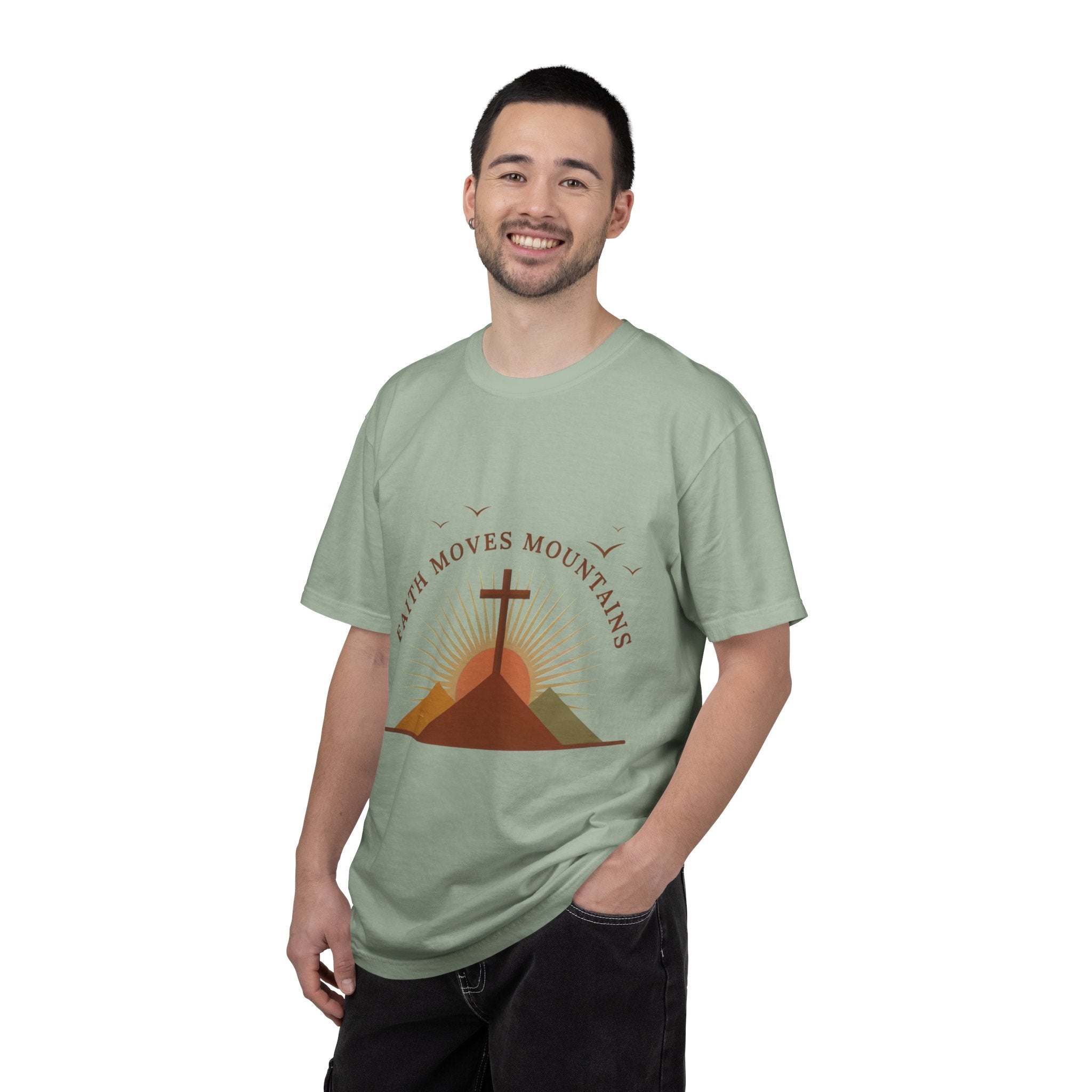 Faith Moves Mountains T-Shirt — Christian Cross Mountain Graphic Tee | Noorve | T-Shirt