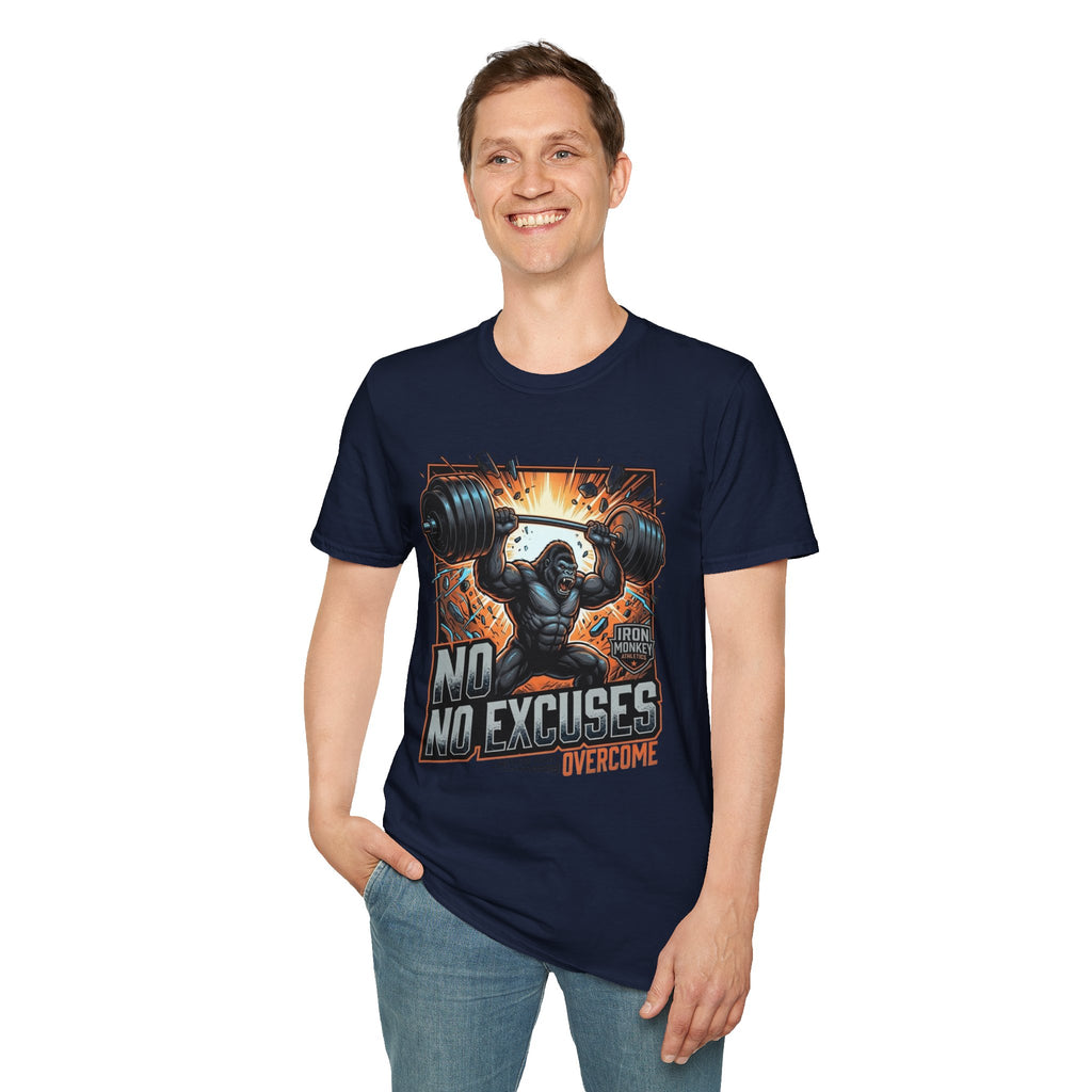 Motivational Weightlifting T-Shirt — 'No Excuses' Gorilla Gym Tee