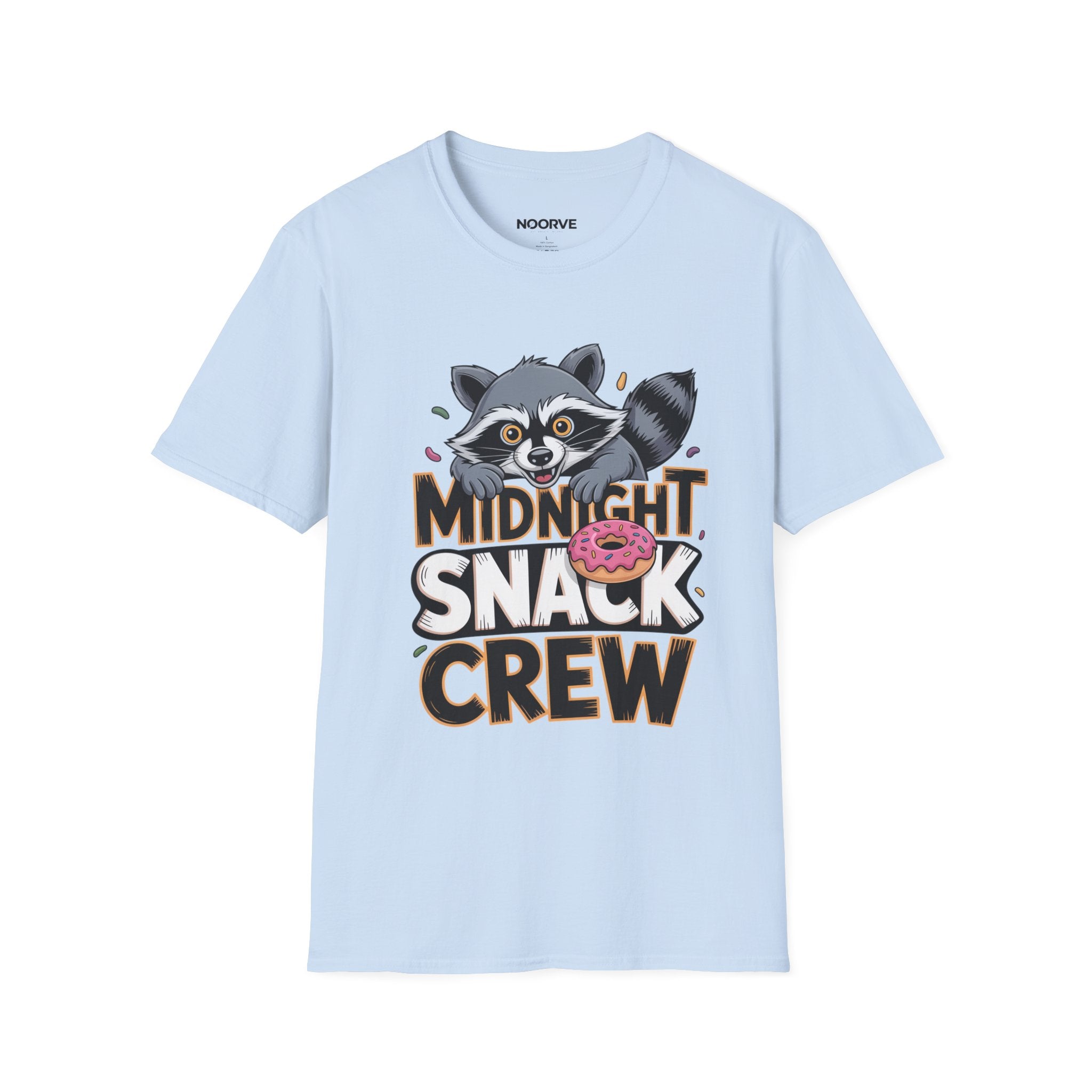 Midnight Snack Crew T-Shirt — Cute Raccoon Donut Tee
