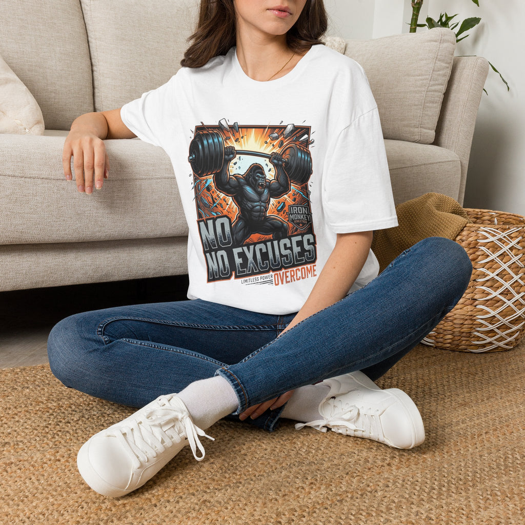 Motivational Weightlifting T-Shirt — 'No Excuses' Gorilla Gym Tee