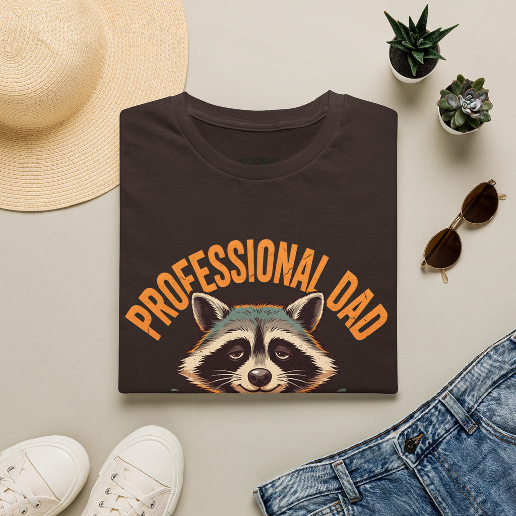 Dad T-Shirt — “Professional Dad, Amateur Sleeper” Raccoon Graphic Tee