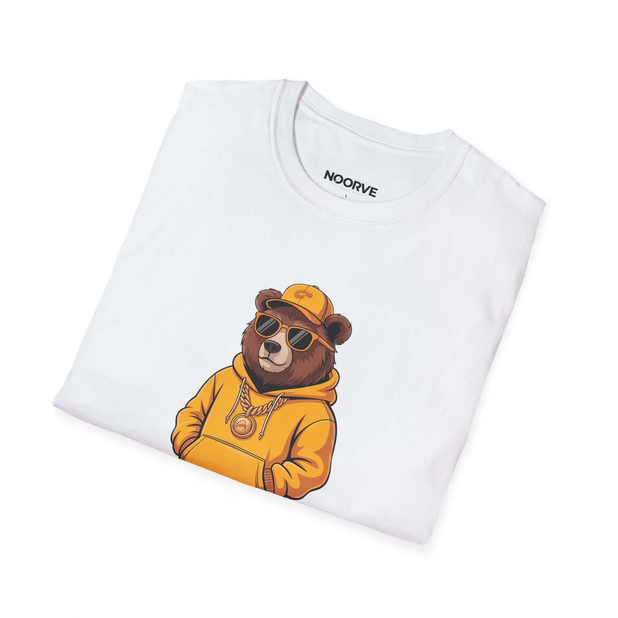 Bear Graphic T-Shirt — Cool Hip-Hop Bear in Yellow Hoodie