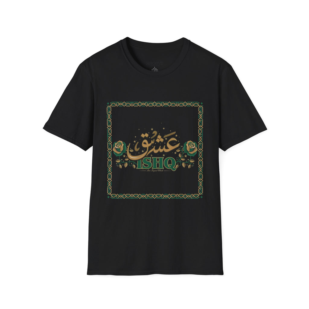 Arabic 'Ishq' Graphic T-Shirt — Romantic Calligraphy Floral Tee