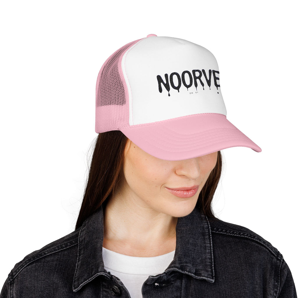 Drip Logo Trucker Hat — Noorvé Glimmer Foam Cap
