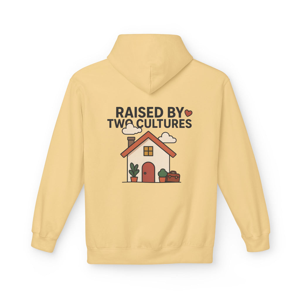 Raised by Two Cultures Hoodie — Multicultural Home Graphic Pullover