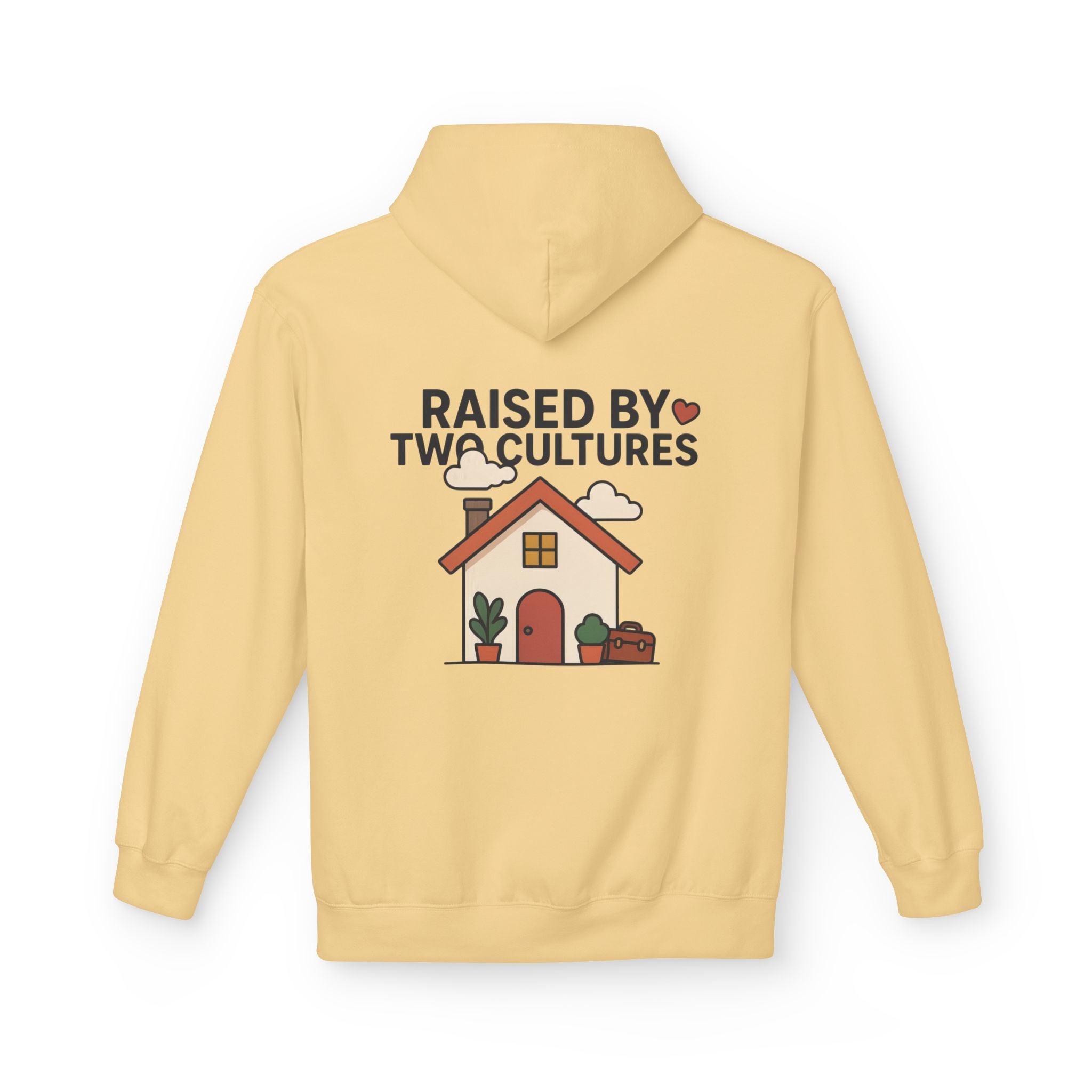 Raised by Two Cultures Hoodie — Multicultural Home Graphic Pullover