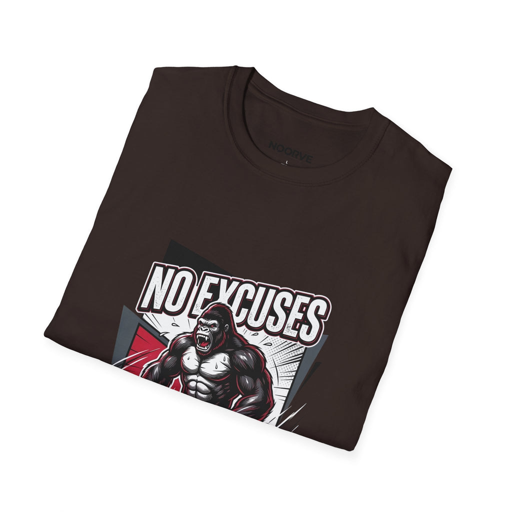 No Excuses T-Shirt — Motivational Gym Gorilla Fitness Tee