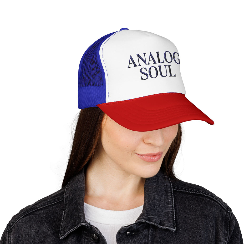 Analog Soul Trucker Hat — Retro Music-Inspired Foam Mesh Cap