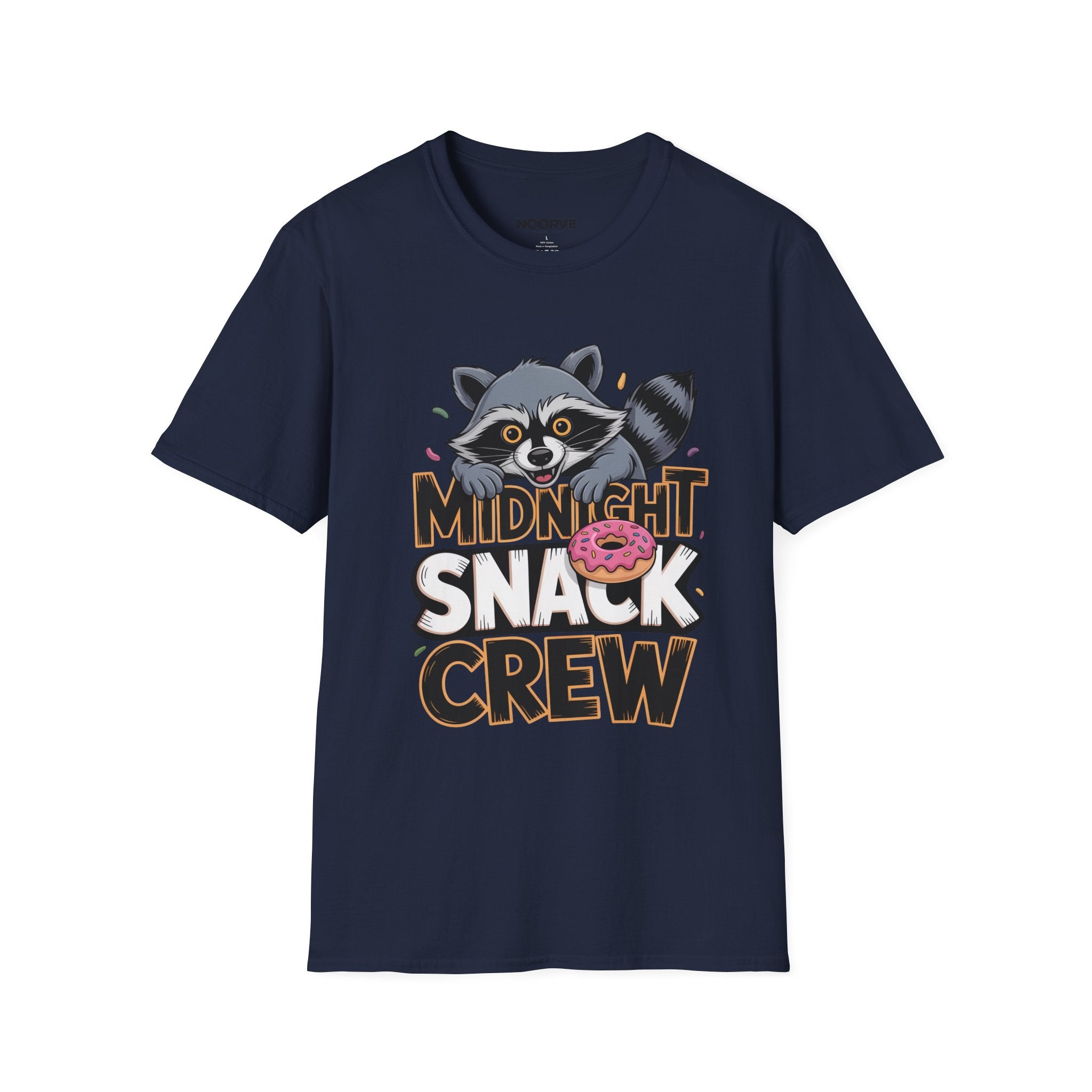 Midnight Snack Crew T-Shirt — Cute Raccoon Donut Tee