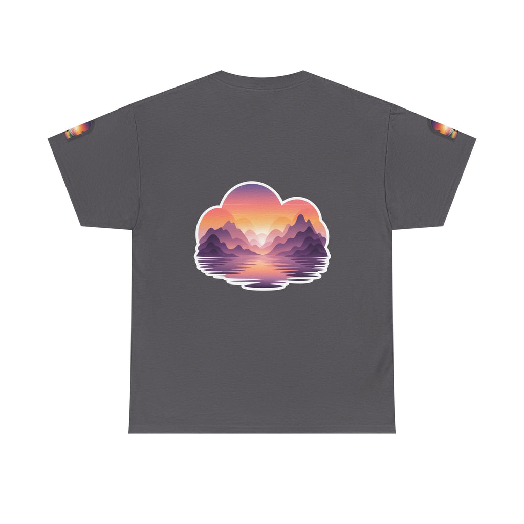 Sunset Mountain Landscape Tee - Retro Nature Graphic T-Shirt