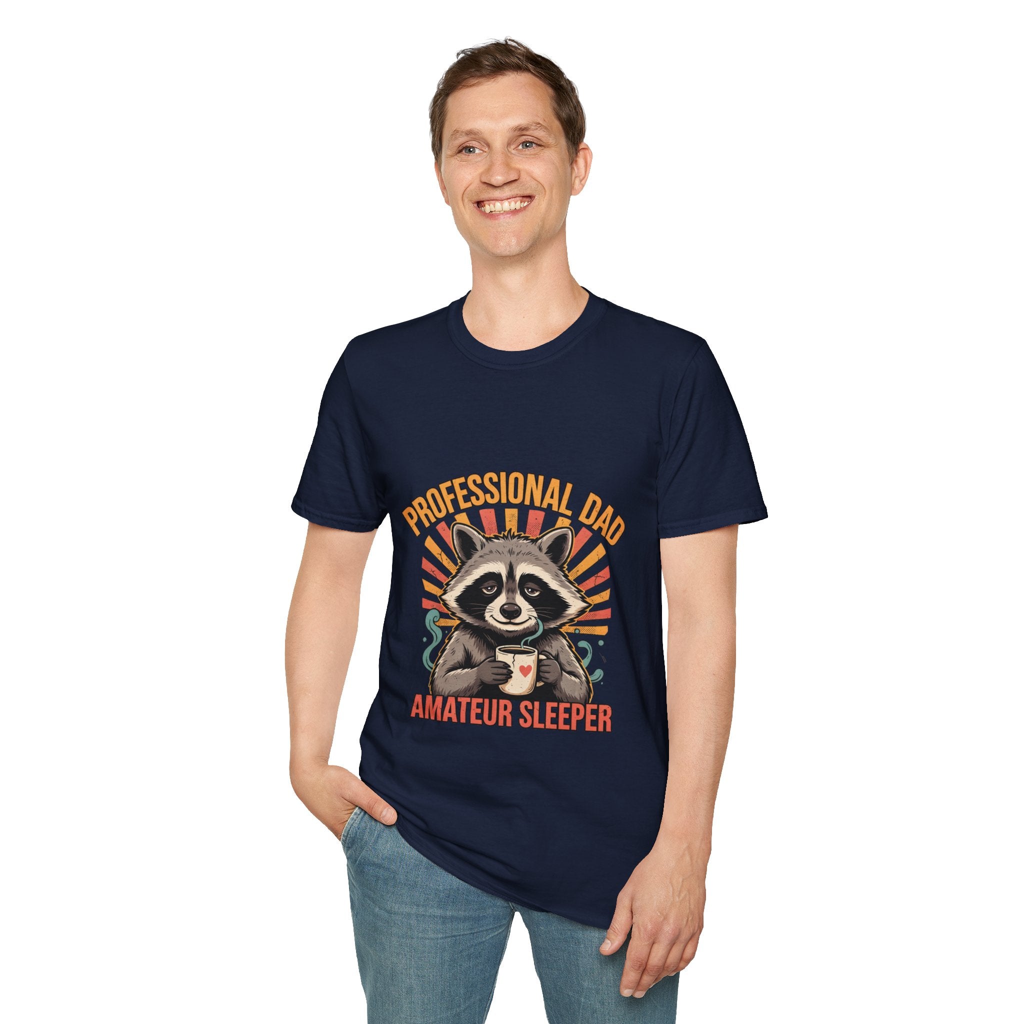 Dad T-Shirt – “Professional Dad, Amateur Sleeper” Cute Raccoon Father’s Day Tee
