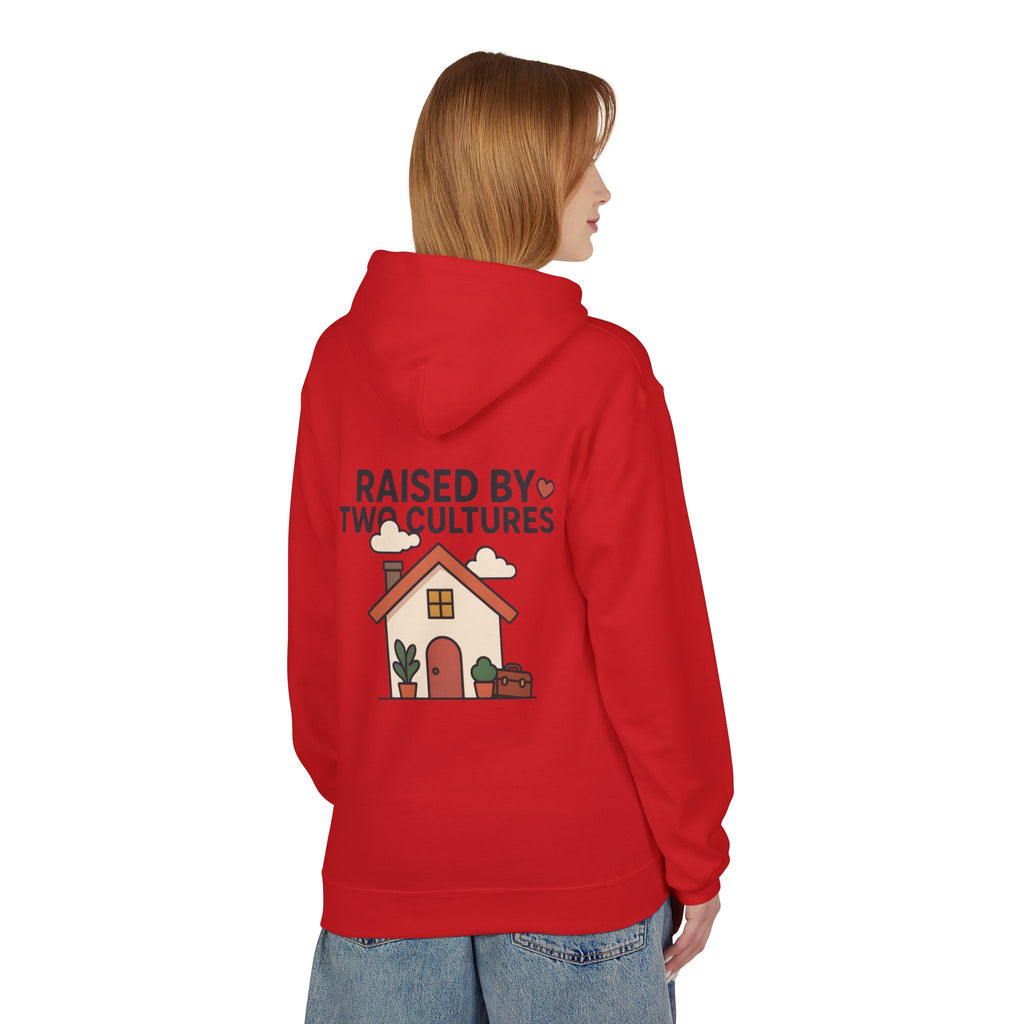 Raised by Two Cultures Hoodie — Multicultural Home Graphic Pullover