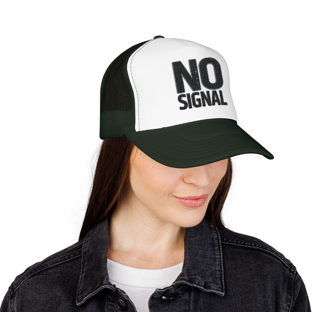 Trucker Hat — "NO SIGNAL" Distressed Foam Mesh Cap