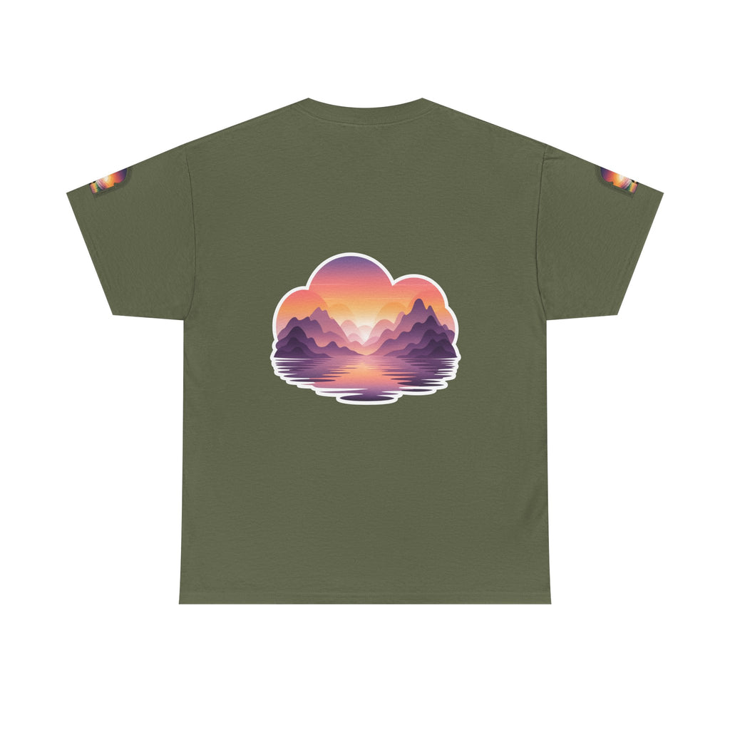 Sunset Mountain Landscape Tee - Retro Nature Graphic T-Shirt