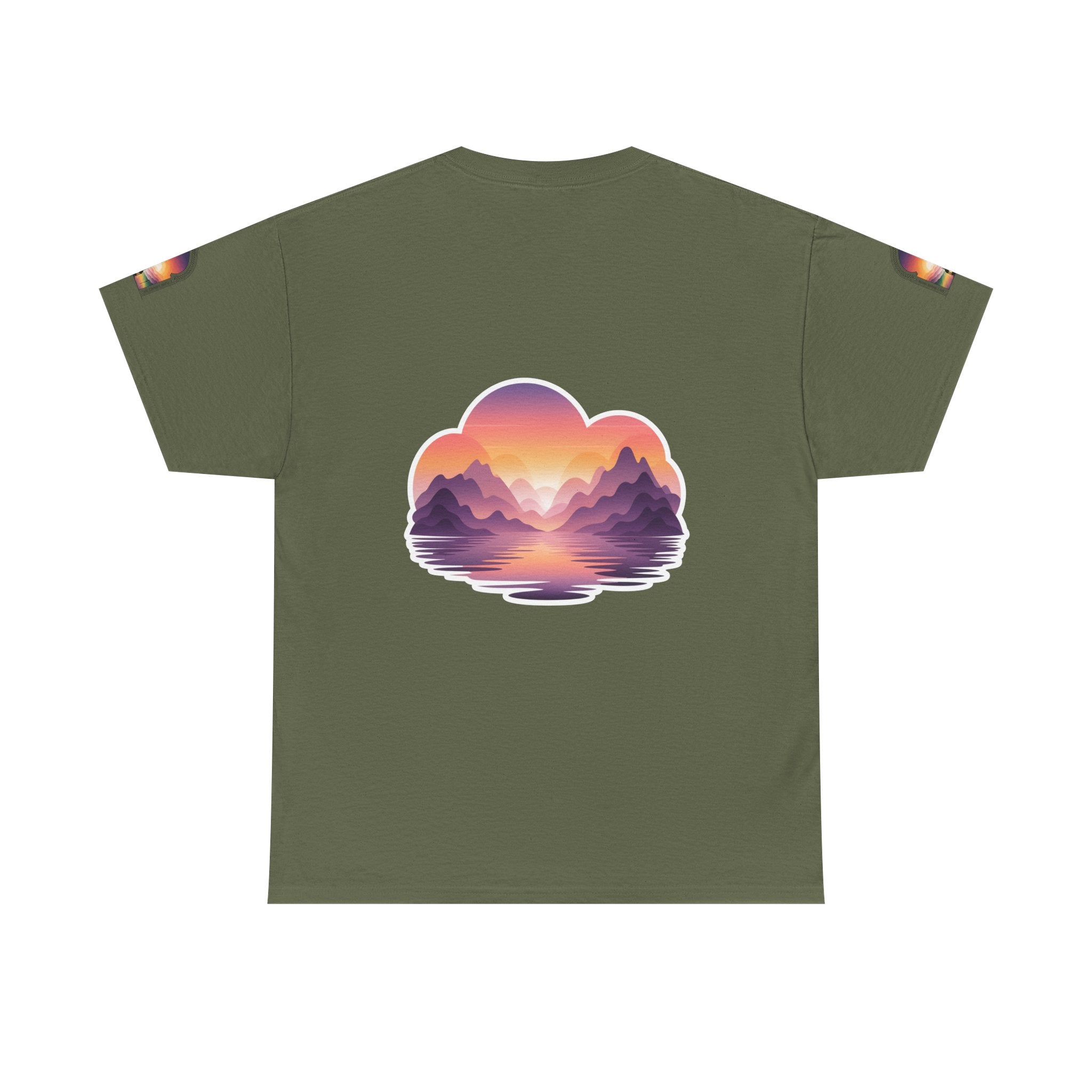 Sunset Mountain Landscape Tee - Retro Nature Graphic T-Shirt