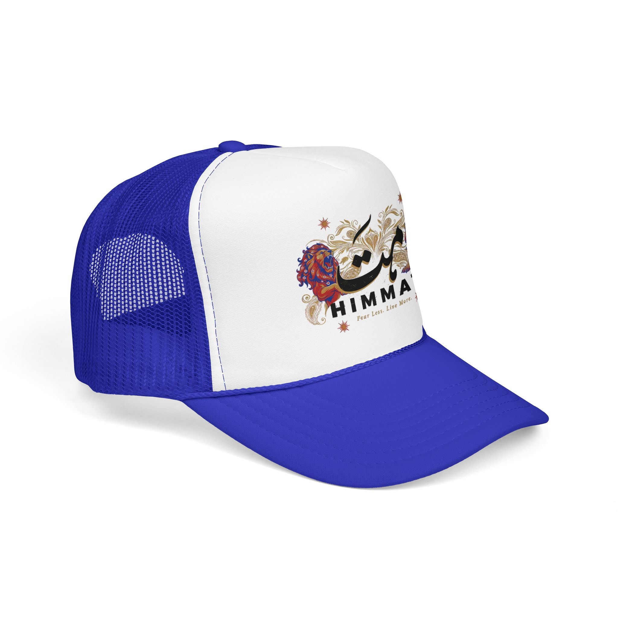 Trucker Hat — Vintage Floral Rose Skull Design (Live Loud, Live More)