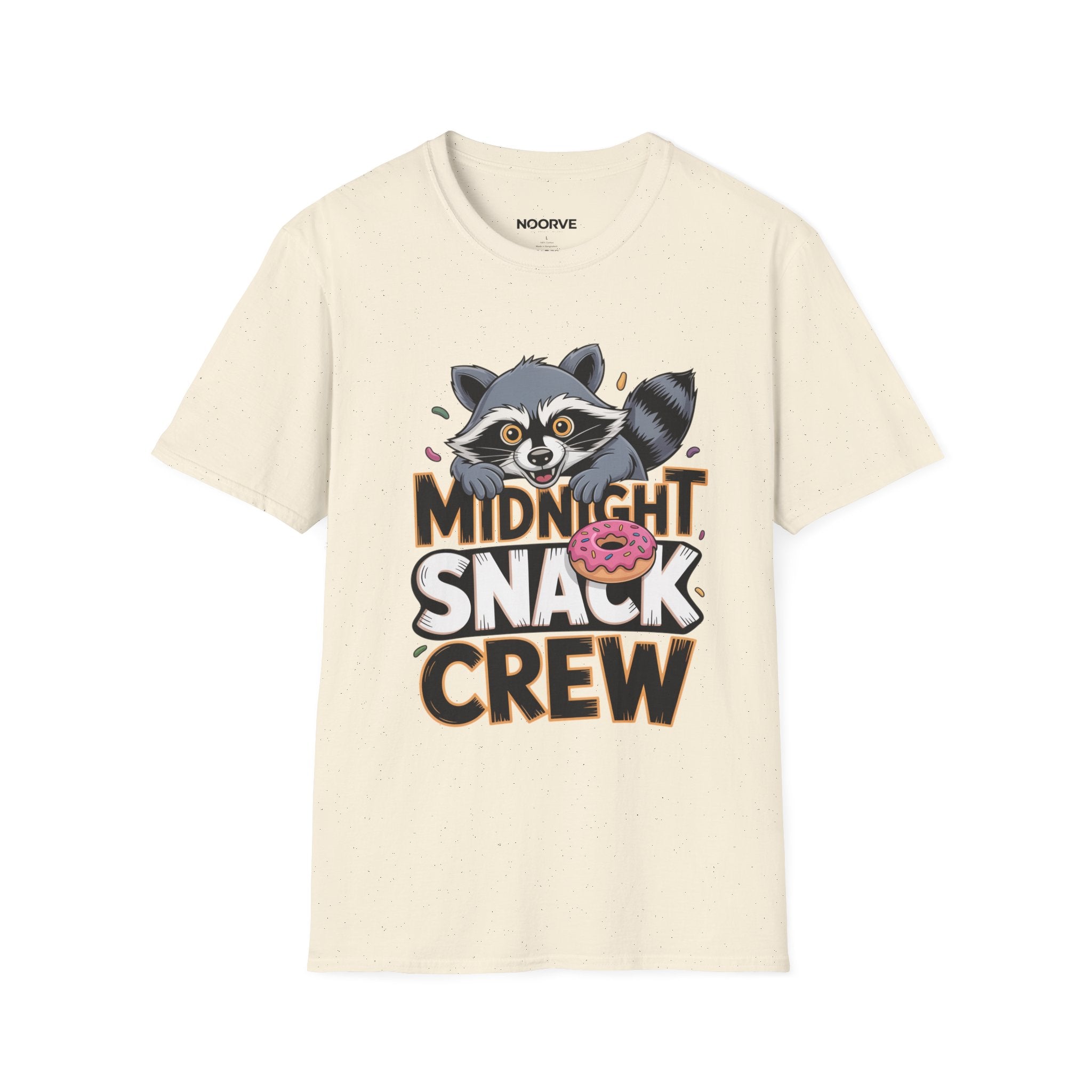 Midnight Snack Crew T-Shirt — Cute Raccoon Donut Tee