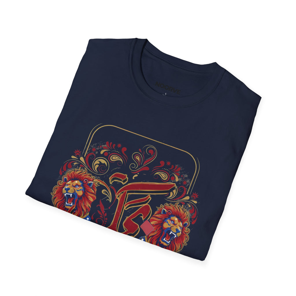 Arabic Calligraphy T-Shirt — 'Himmat' Lion Floral Graphic Tee