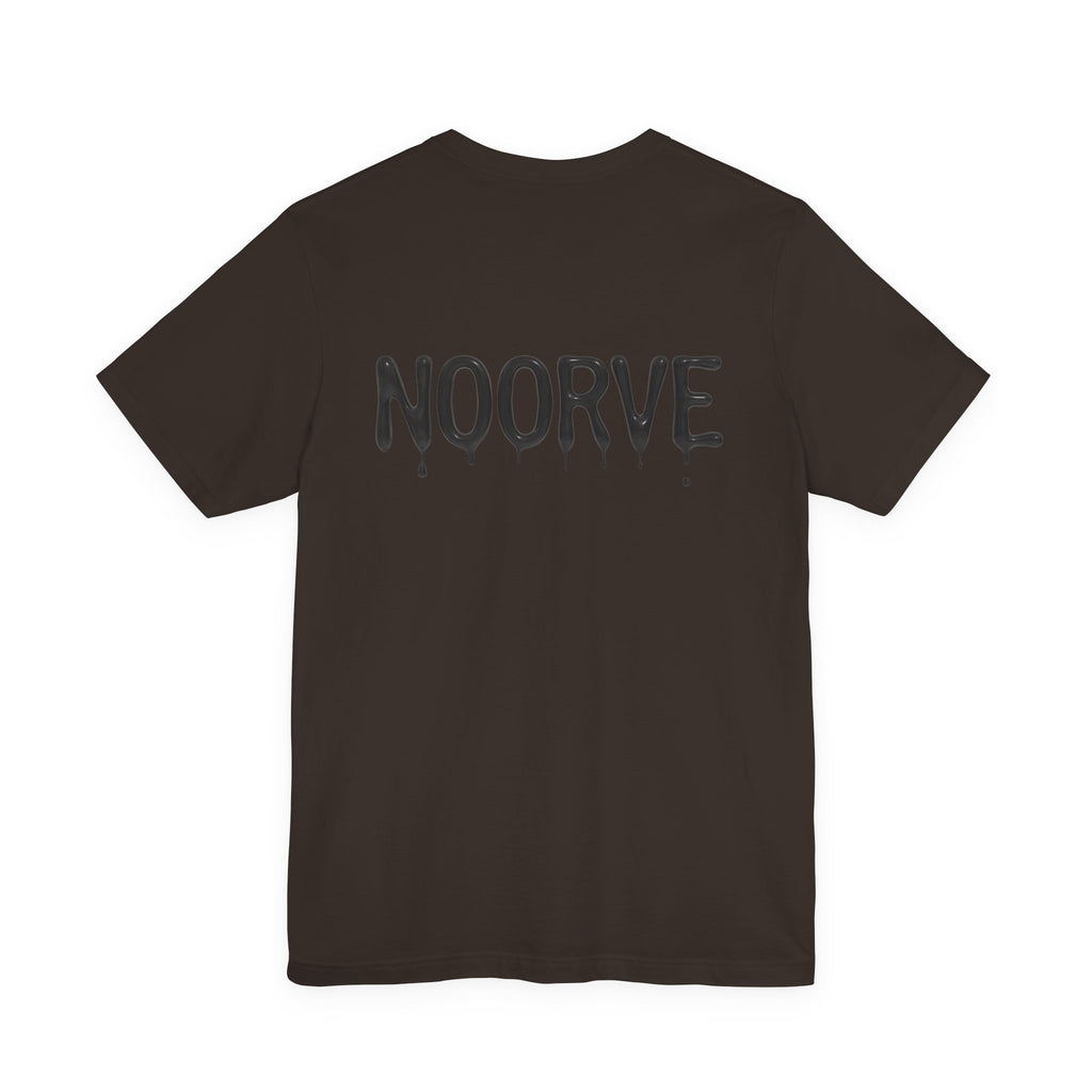 Noorve Drip Logo T-Shirt — Graphic White Tee with Gothic Dripping Text