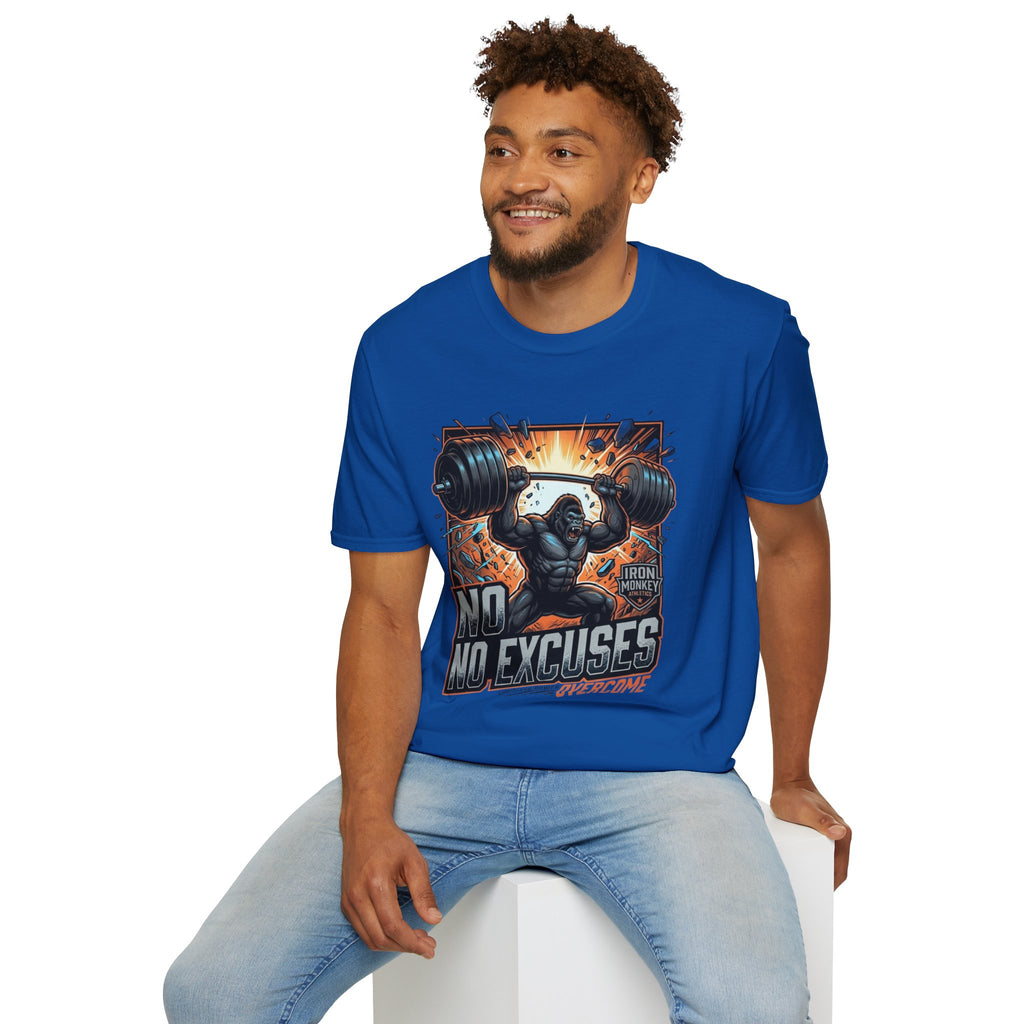 Motivational Weightlifting T-Shirt — 'No Excuses' Gorilla Gym Tee