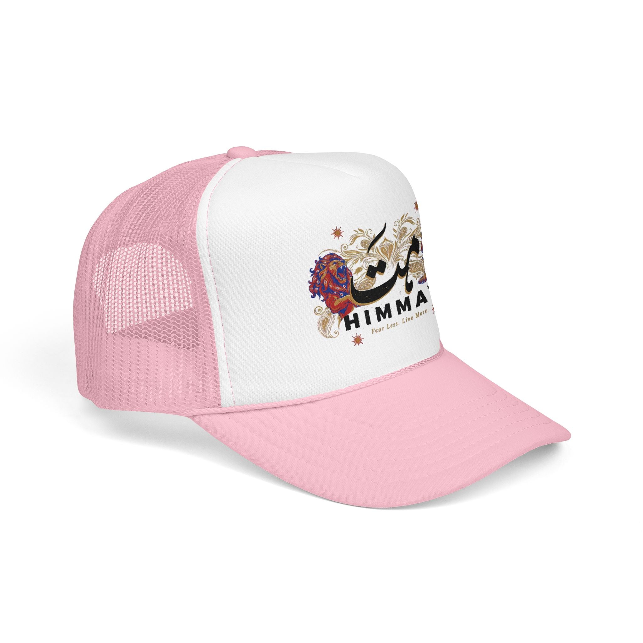 Trucker Hat — Vintage Floral Rose Skull Design (Live Loud, Live More)