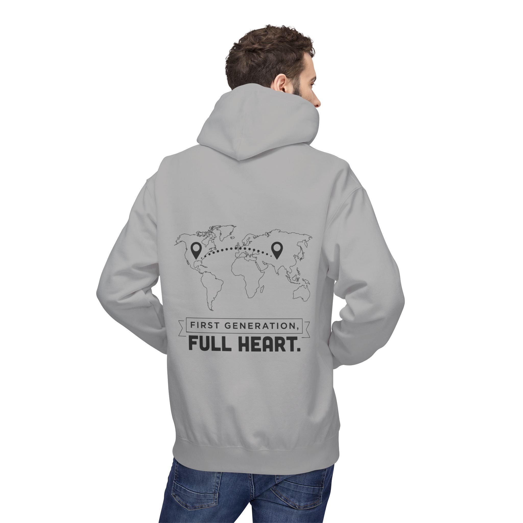 NoCrve 'First Generation, Full Heart' Hoodie — Inspirational Travel Map Pullover