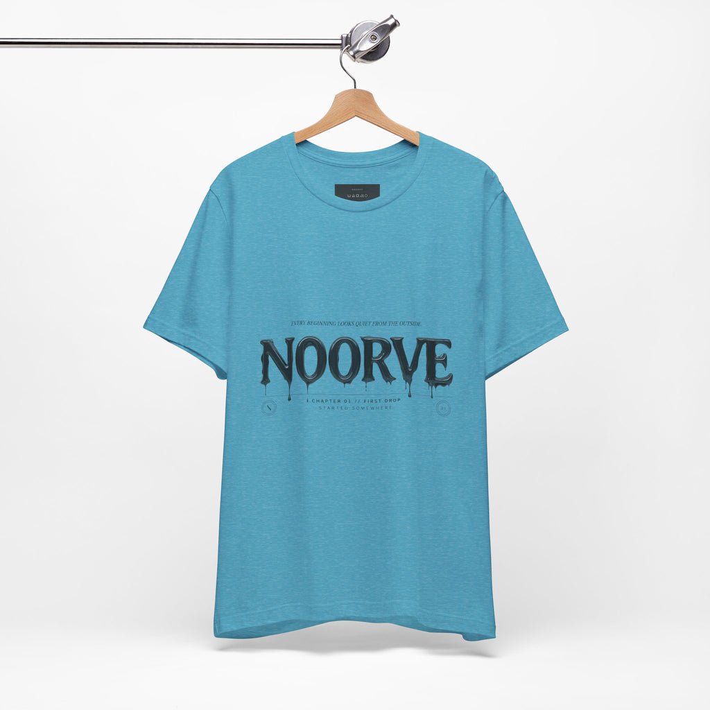 Noorve Drip Logo T-Shirt — Graphic White Tee with Gothic Dripping Text