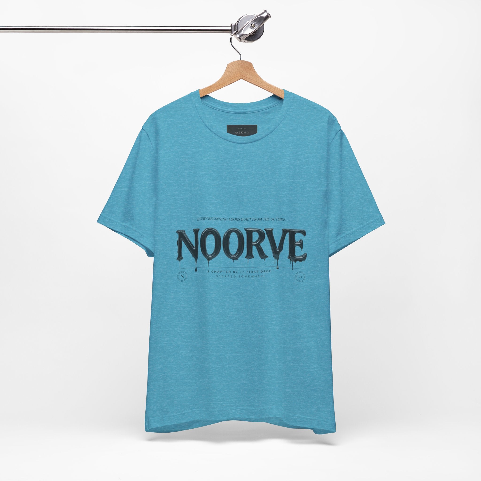 Noorve Drip Logo T-Shirt — Graphic White Tee with Gothic Dripping Text