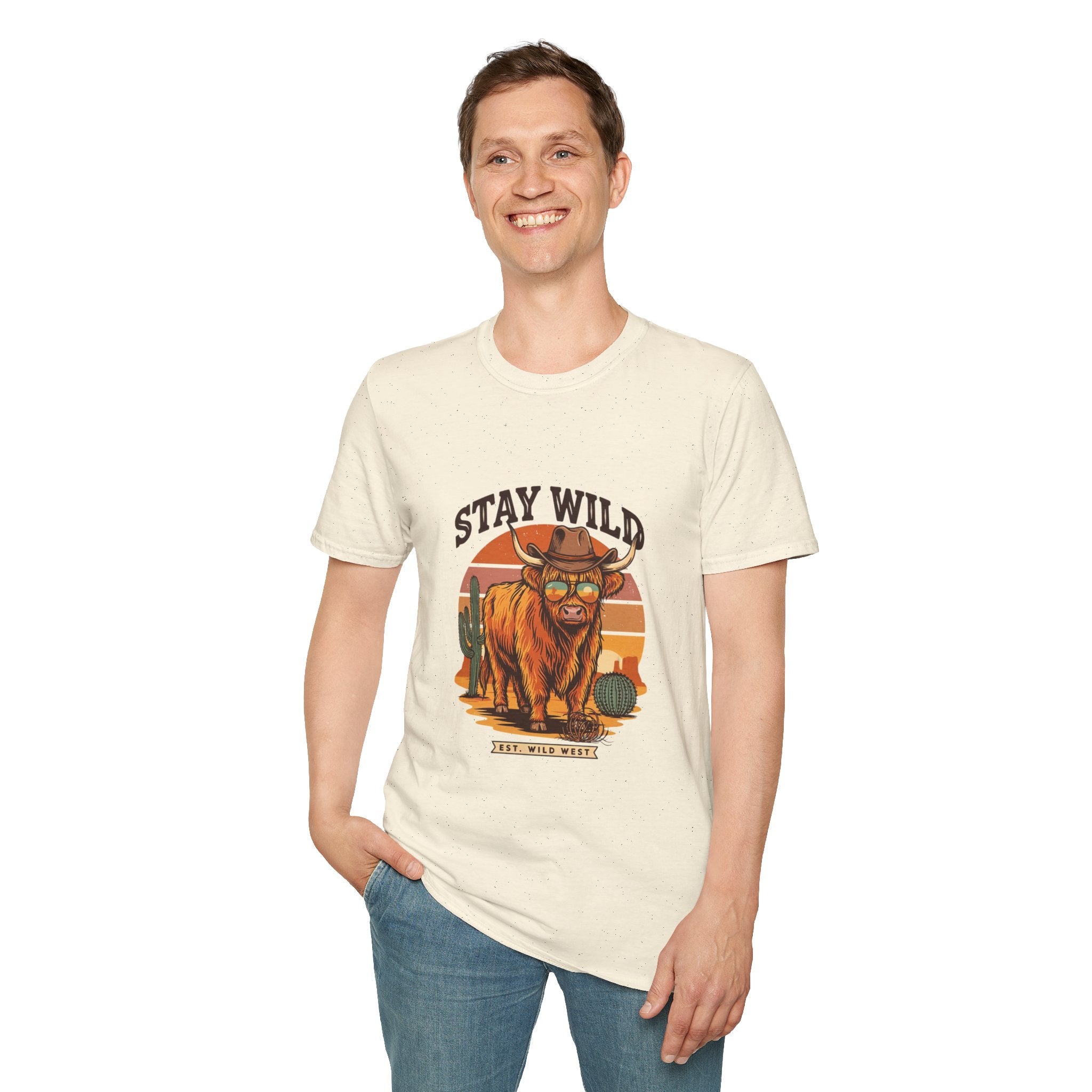 Stay Wild Longhorn T-Shirt — Retro Western Cow Skull Graphic Tee