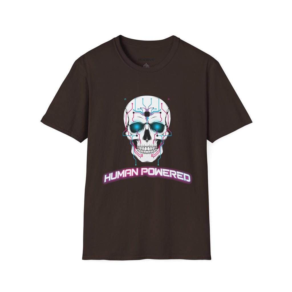 Cyber Skull T‑Shirt — 'Human Powered' Retro Futuristic Graphic Tee