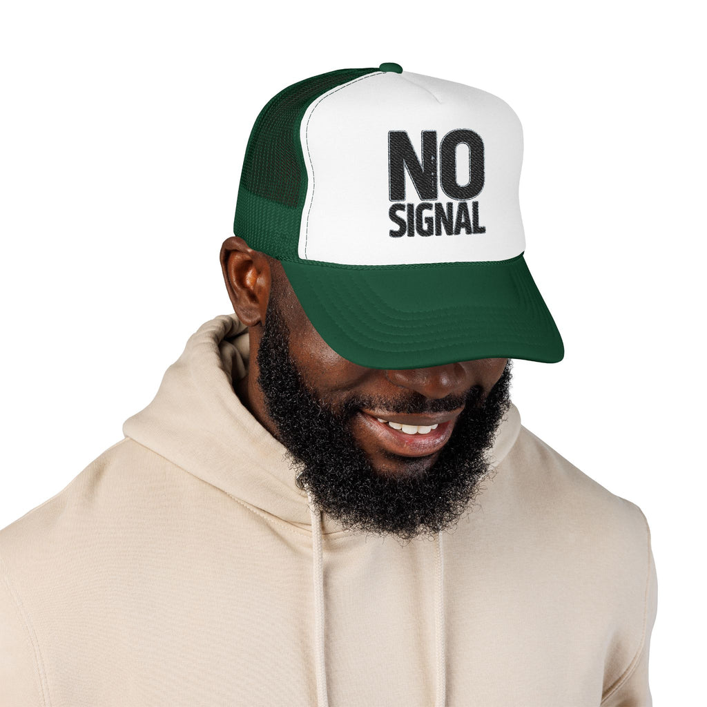 Trucker Hat — "NO SIGNAL" Distressed Foam Mesh Cap