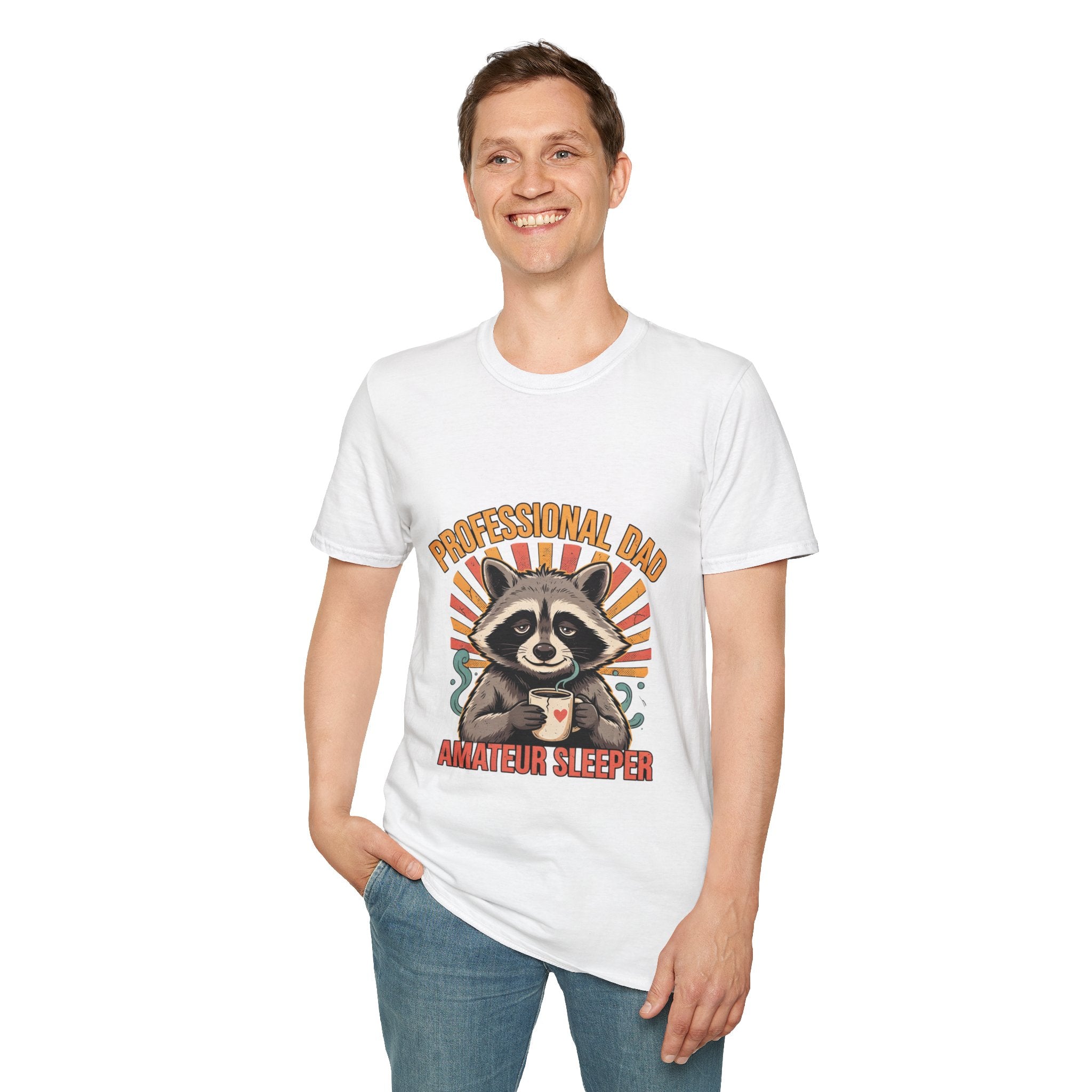 Dad T-Shirt – “Professional Dad, Amateur Sleeper” Cute Raccoon Father’s Day Tee