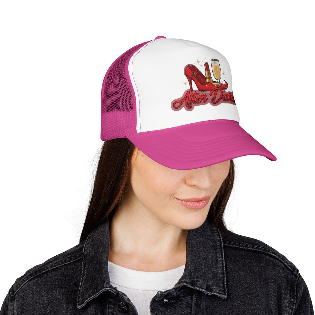 After Dark Trucker Hat — Red Heels & Champagne Foam Cap