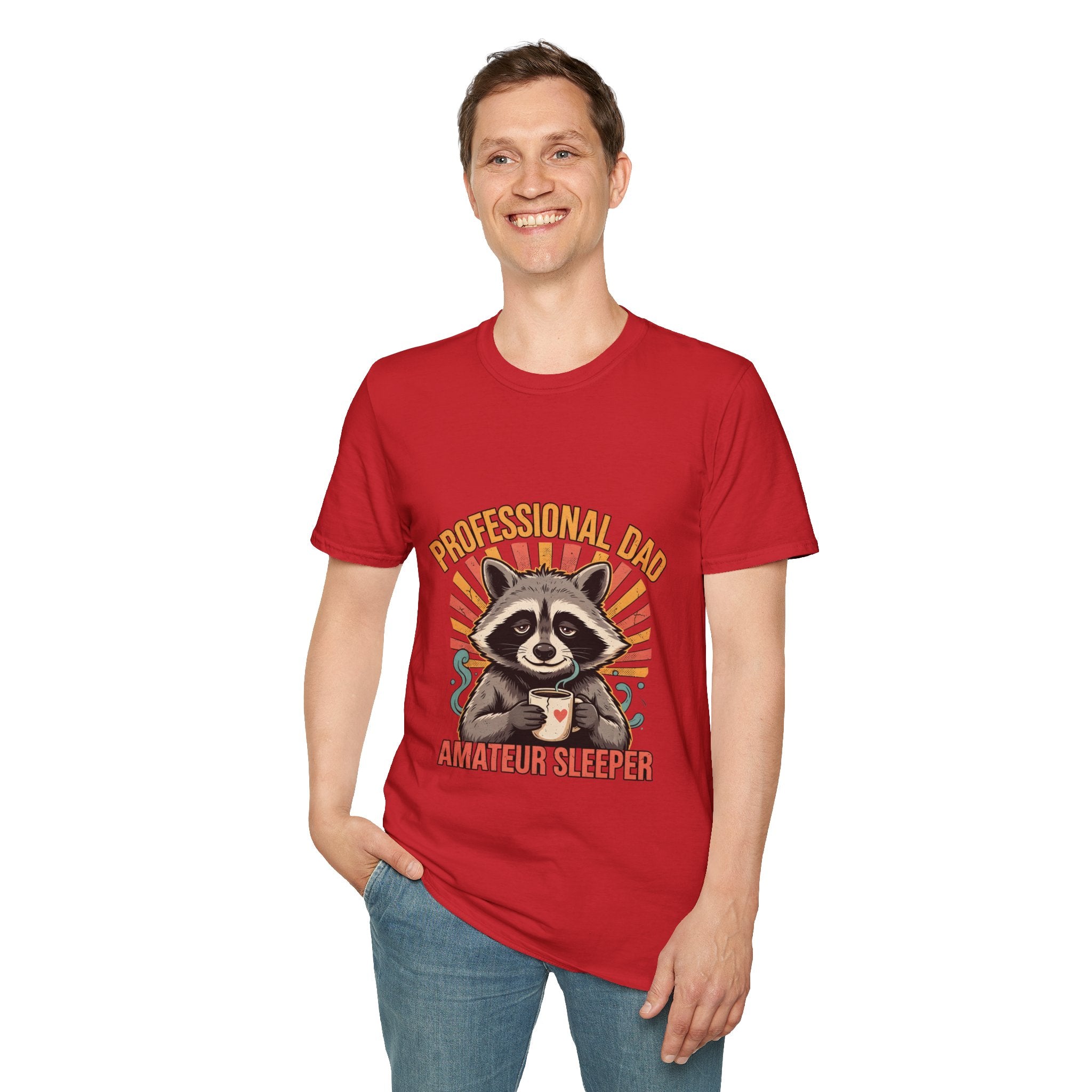 Dad T-Shirt – “Professional Dad, Amateur Sleeper” Cute Raccoon Father’s Day Tee