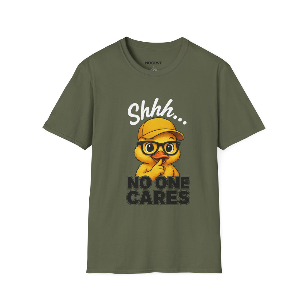 T-Shirt — Shhh... No One Cares Funny Emoji Graphic Tee | Noorve | T-Shirt