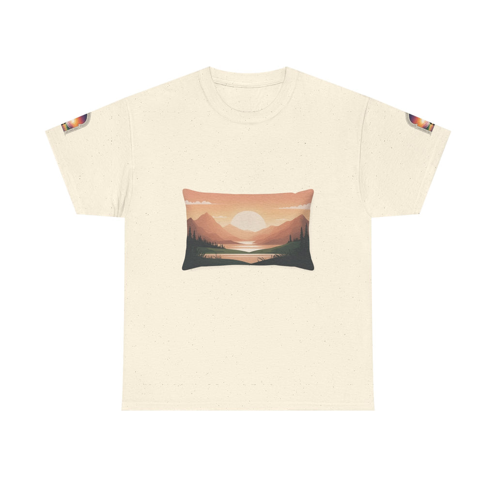 Sunset Mountain Landscape Tee - Retro Nature Graphic T-Shirt | Noorve | T-Shirt
