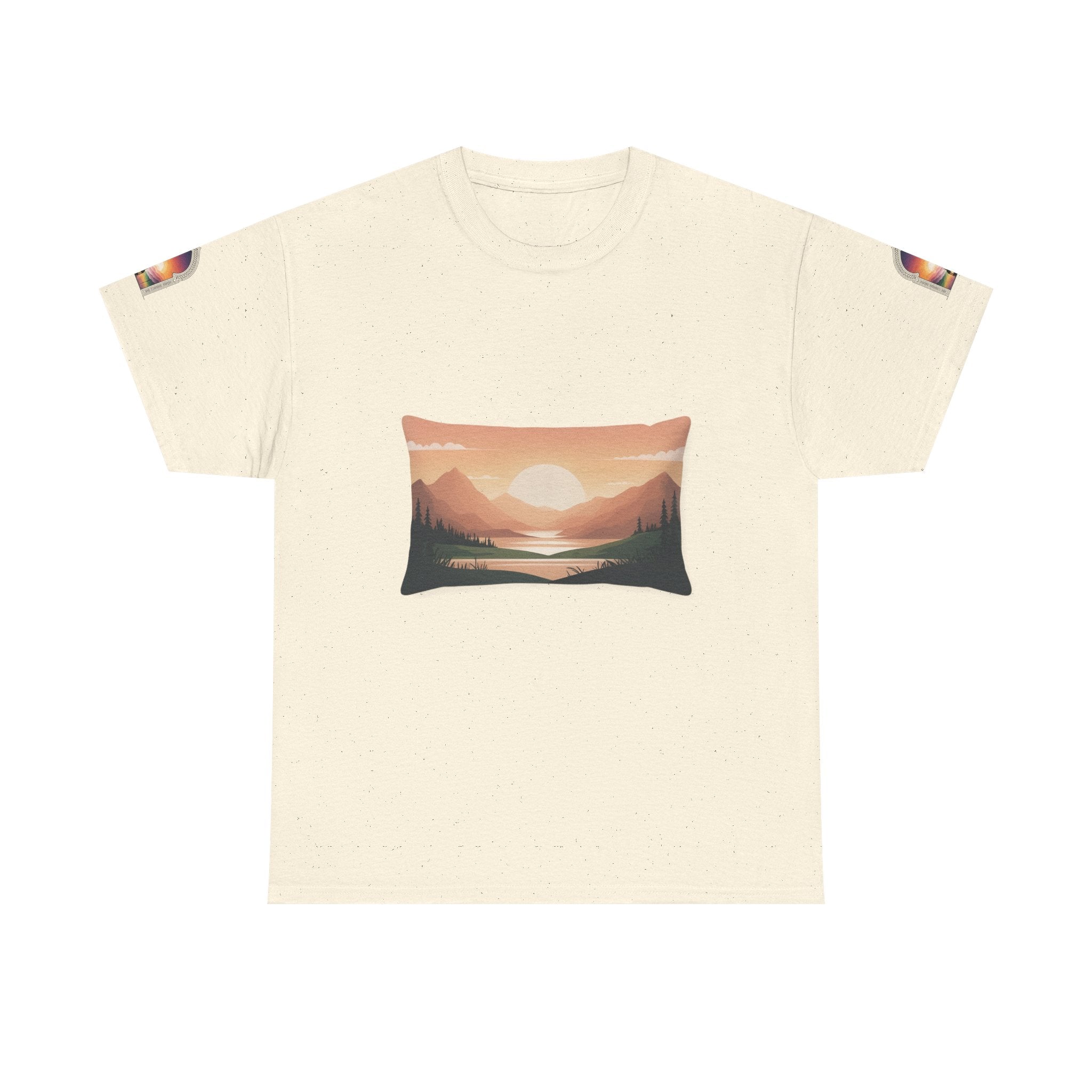 Sunset Mountain Landscape Tee - Retro Nature Graphic T-Shirt | Noorve | T-Shirt