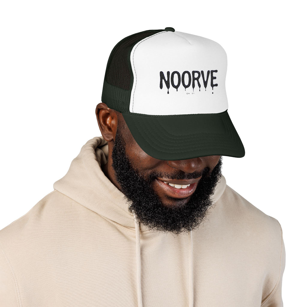 Drip Logo Trucker Hat — Noorvé Glimmer Foam Cap