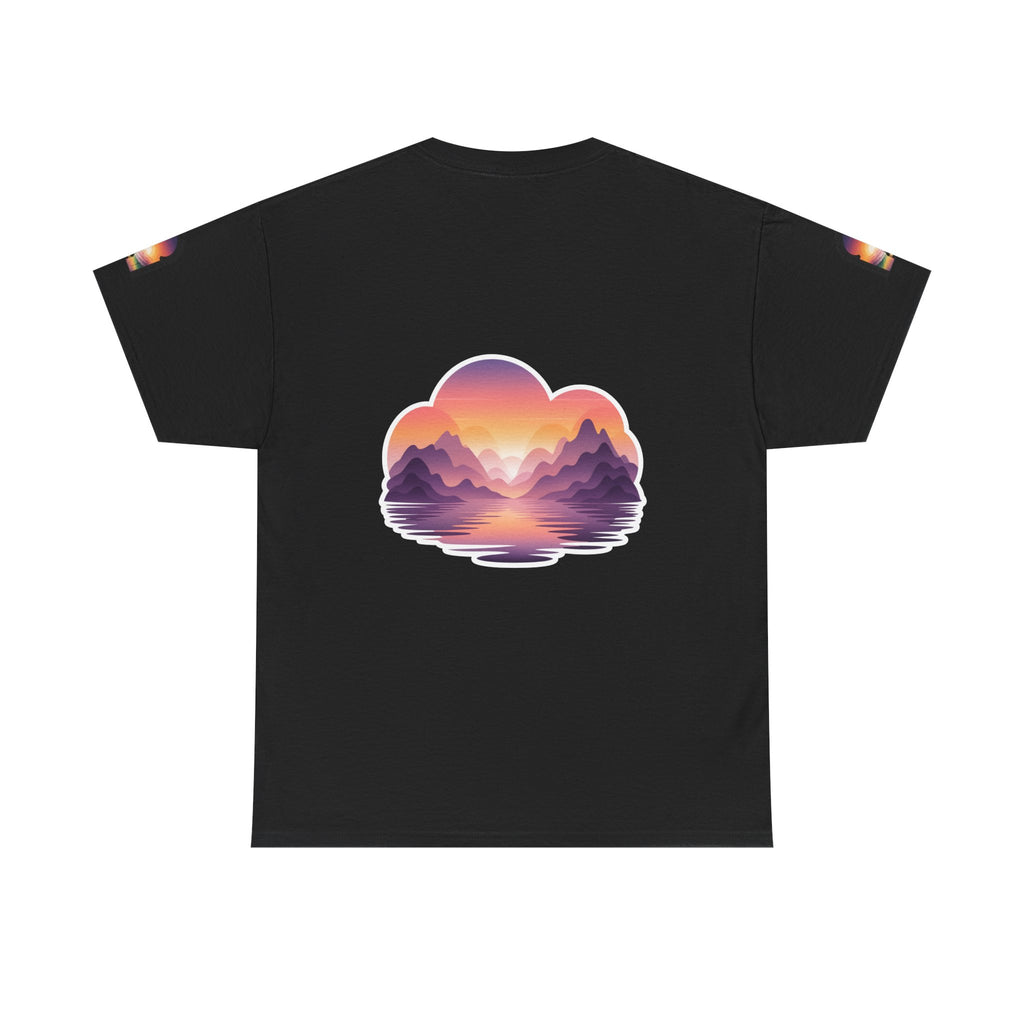 Sunset Mountain Landscape Tee - Retro Nature Graphic T-Shirt