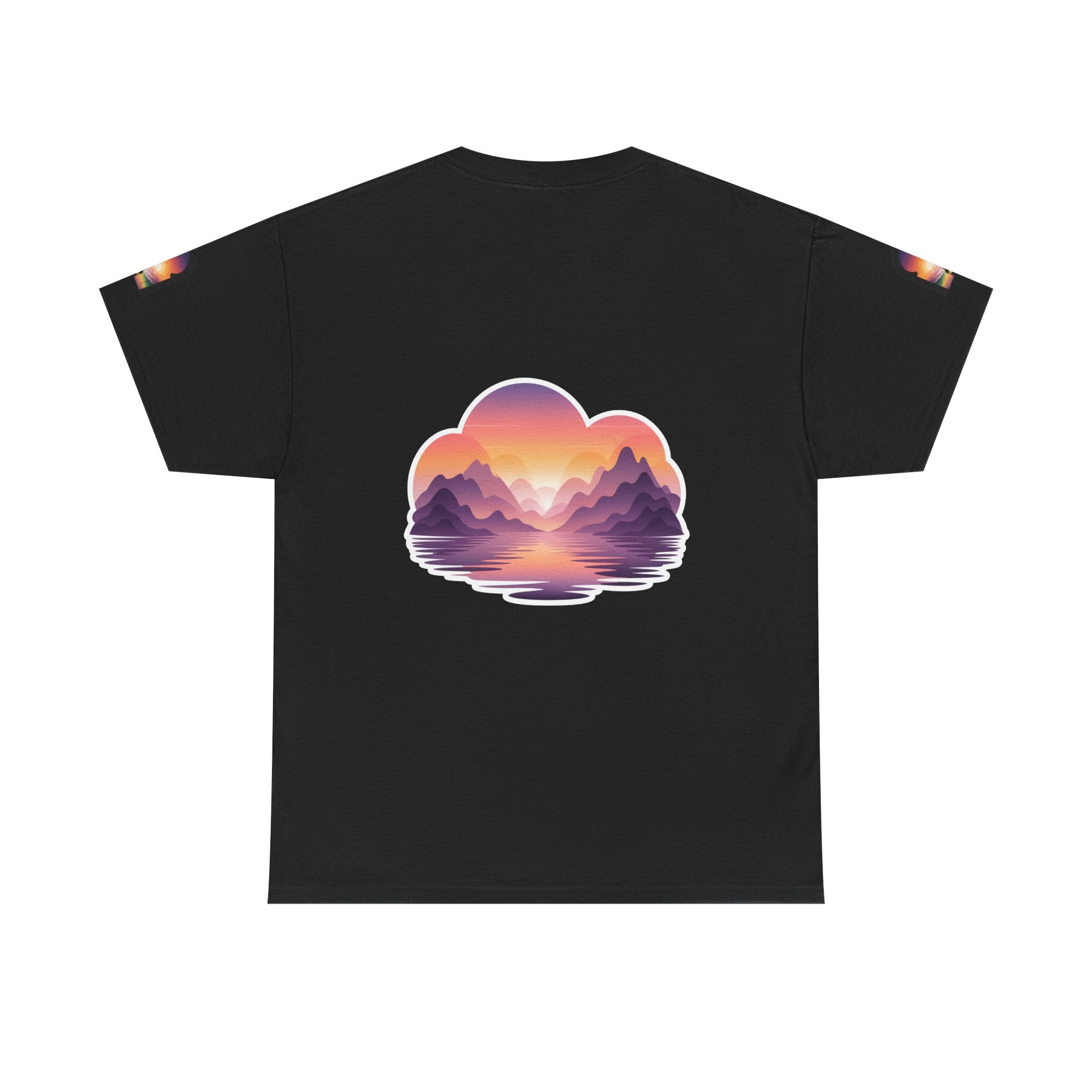 Sunset Mountain Landscape Tee - Retro Nature Graphic T-Shirt