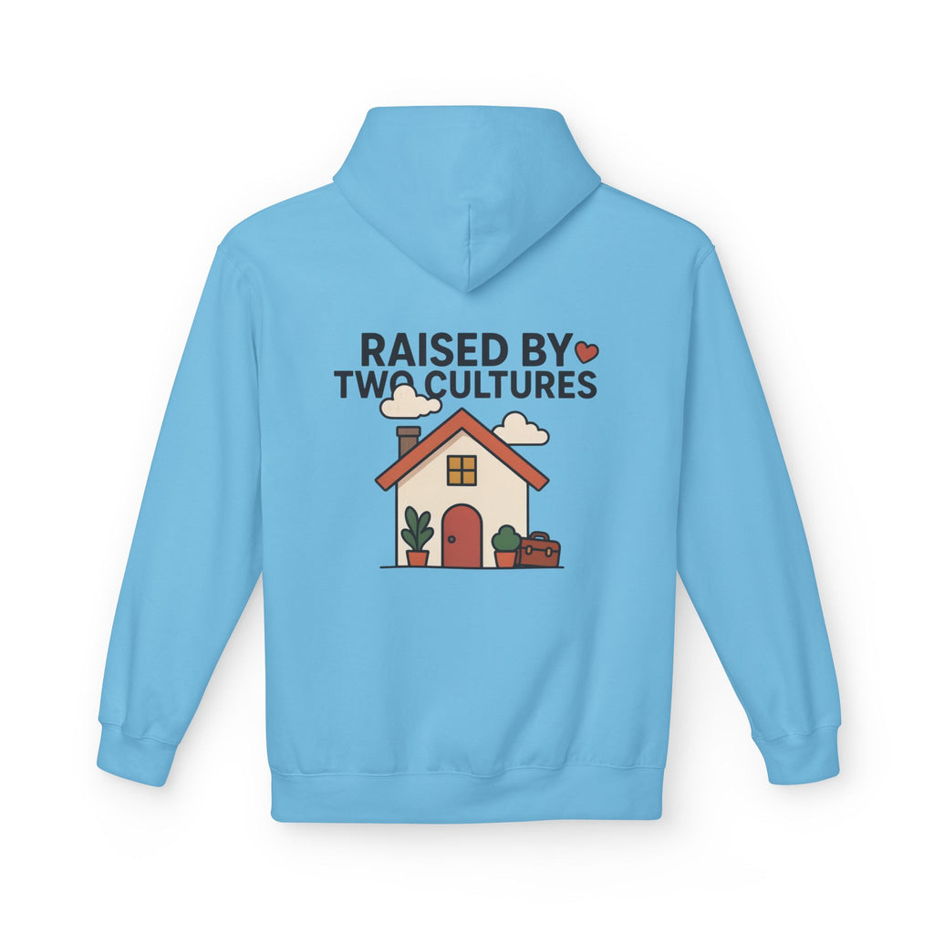 Raised by Two Cultures Hoodie — Multicultural Home Graphic Pullover