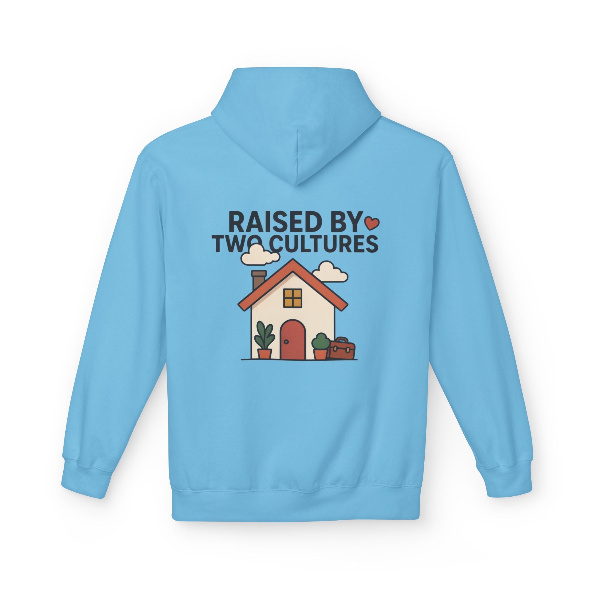 Raised by Two Cultures Hoodie — Multicultural Home Graphic Pullover