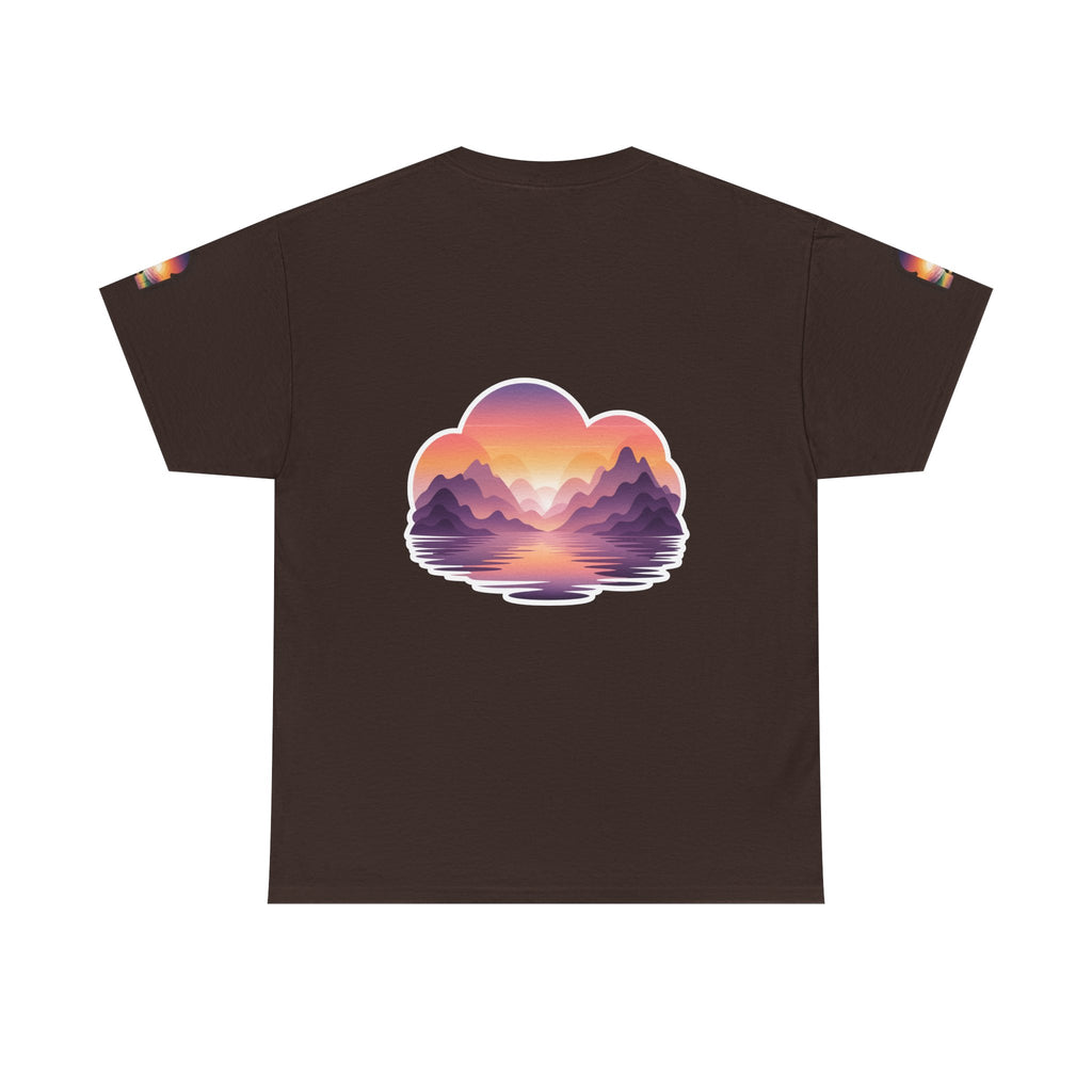 Sunset Mountain Landscape Tee - Retro Nature Graphic T-Shirt