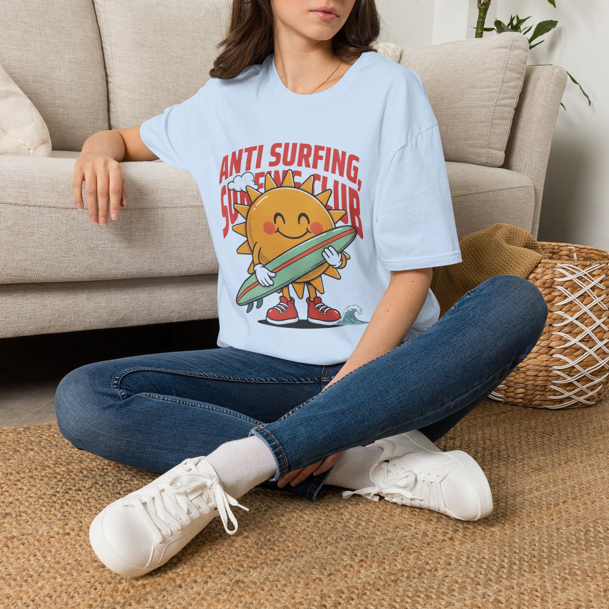 Anti Surfing Sun Club T-Shirt — Funny Retro Surfing Graphic Tee